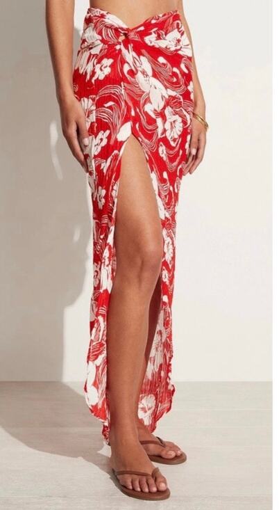 Faithfull the Brand Dresses & Skirts - Revolve Faithfull the Brand Lulu Maxi Skirt Camara Floral Red White Hawaiian 10